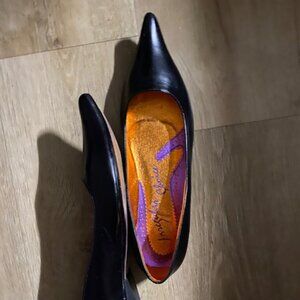 Irregular Choice Black Leather Point Toe Flat